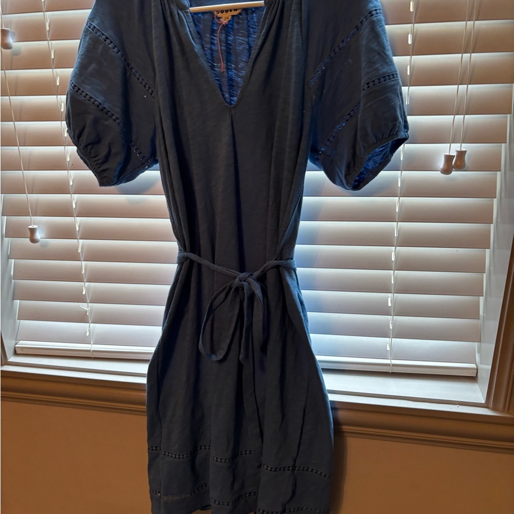 Boden Blue Knit Tie waist dress size 10R